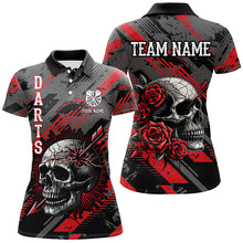 Load image into Gallery viewer, Personalized 3D All Over Print Skull And Roses Custom Darts Shirts For Women Darts Jerseys |Red TDM1919