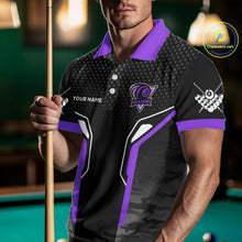 Load image into Gallery viewer, Black And Purple 8 Ball Pool Wings Custom Camo Billiard Shirt For Men, 8 Ball Billiard Team Jersey TDM4439