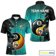 Load image into Gallery viewer, Funny Yin Yang Eyes Of Wolf Billiard Shirts For Men Custom 8 &amp; 9 Ball Billiard Jersey|Turquoise TDM4441