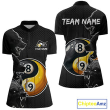 Load image into Gallery viewer, Funny Yin Yang Eyes Of Wolf Billiard Shirts For Women Custom 8 &amp; 9 Ball Billiard Jersey | Black TDM4442