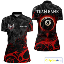Load image into Gallery viewer, Personalized Black And Red 8 Ball Wings Billiard Shirt For Women Custom Tribal Pool Team Jersey TDM4684