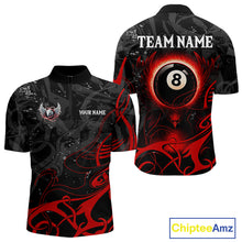 Load image into Gallery viewer, Personalized Black And Red 8 Ball Wings Billiard Shirt For Men Custom Tribal Pool Team Jersey TDM4684