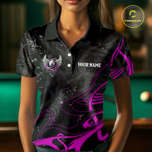 Load image into Gallery viewer, Personalized Black And Purple 8 Ball Wings Billiard Shirt For Women Custom Tribal Pool Team Jersey TDM4685
