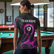 Load image into Gallery viewer, Personalized Black And Purple 8 Ball Wings Billiard Shirt For Women Custom Tribal Pool Team Jersey TDM4685