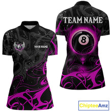Load image into Gallery viewer, Personalized Black And Purple 8 Ball Wings Billiard Shirt For Women Custom Tribal Pool Team Jersey TDM4685