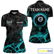 Load image into Gallery viewer, Personalized Black &amp; Turquoise 8 Ball Wings Billiard Shirt For Women Custom Tribal Pool Team Jersey TDM4686