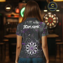 Load image into Gallery viewer, Personalized Purple Break Glass Darts Shirt For Women Custom Darts Team Jersey Polo &amp; 1/4 Zip TDM5101