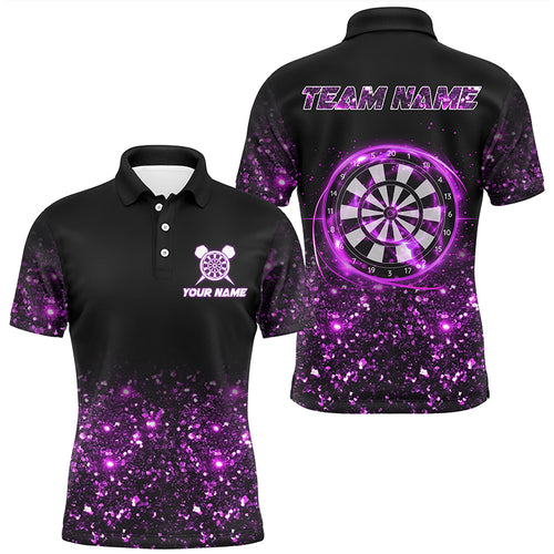 Black And Purple Light Men Darts Polo & Quarter Zip Shirt Custom Dart Shirts For Team Darts Jersey TDM3335