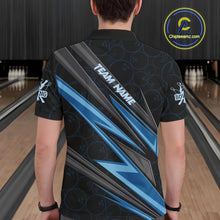 Load image into Gallery viewer, Black And Blue Bowling Jersey For Men Custom Bowling Tournament Team Shirt Polo &amp; 1/4 Zip TDM5821