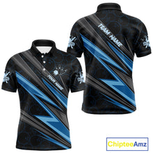 Load image into Gallery viewer, Black And Blue Bowling Jersey For Men Custom Bowling Tournament Team Shirt Polo &amp; 1/4 Zip TDM5821