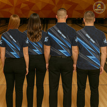 Load image into Gallery viewer, Black And Blue Bowling Jersey For Women Custom Bowling Tournament Team Shirt Polo &amp; 1/4 Zip TDM5821