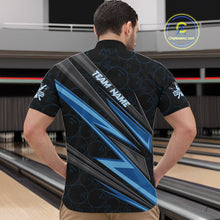 Load image into Gallery viewer, Black And Blue Bowling Jersey For Men Custom Bowling Tournament Team Shirt Polo &amp; 1/4 Zip TDM5821