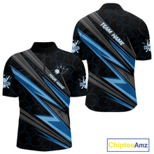 Load image into Gallery viewer, Black And Blue Bowling Jersey For Men Custom Bowling Tournament Team Shirt Polo &amp; 1/4 Zip TDM5821
