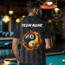Load image into Gallery viewer, Black US Flag Ying And Yang 8 Ball &amp; 9 Ball Custom Billiard Shirts For Men Funny Billiard Jerseys TDM4082