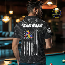 Load image into Gallery viewer, Black US Flag 8 Ball Billiard Shirts For Men Custom Patriotic Billiard Team Shirts, Pool Jerseys TDM4084