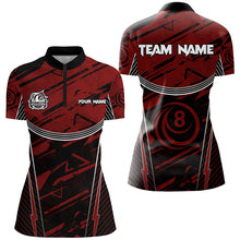 Load image into Gallery viewer, Personalized Red Grunge Billiard Shirts For Women Custom Billiards Ball 8 Jerseys Team Shirts TDM1928