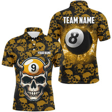 Load image into Gallery viewer, Personalized Billiard Jersey 8 &amp; 9 Ball Custom Funny Skull Pattern Billiard Shirts For Women |Yellow TDM2369