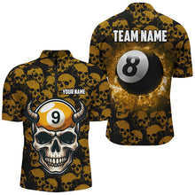 Load image into Gallery viewer, Personalized Billiard Jersey 8 &amp; 9 Ball Custom Funny Skull Pattern Billiard Shirts For Women |Yellow TDM2369
