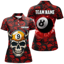 Load image into Gallery viewer, Personalized Billiard Jersey 8 &amp; 9 Ball Custom Funny Skull Pattern Billiard Shirts For Women |Red TDM2370