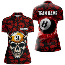 Load image into Gallery viewer, Personalized Billiard Jersey 8 &amp; 9 Ball Custom Funny Skull Pattern Billiard Shirts For Women |Red TDM2370