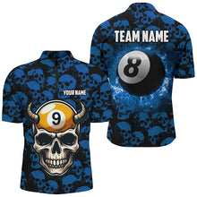 Load image into Gallery viewer, Personalized Billiard Jersey 8 &amp; 9 Ball Custom Funny Skull Pattern Billiard Shirts For Men |Blue TDM2371