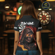 Load image into Gallery viewer, Personalized Red Death Skeleton Fire Dart Shirts For Women Custom Skull Dart Jersey Polo &amp; 1/4 Zip TDM4891