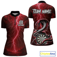 Load image into Gallery viewer, Red Lightning Thunder Cobra Darts Shirt For Women Custom Darts League Team Jersey Polo &amp; 1/4 Zip TDM4894