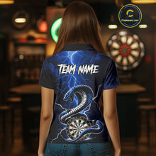 Load image into Gallery viewer, Blue Lightning Thunder Cobra Darts Shirt For Women Custom Darts League Team Jersey Polo &amp; 1/4 Zip TDM4895