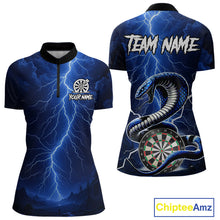 Load image into Gallery viewer, Blue Lightning Thunder Cobra Darts Shirt For Women Custom Darts League Team Jersey Polo &amp; 1/4 Zip TDM4895