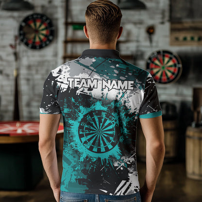 Grunge Turquoise Paint Splash Dart Shirts For Women Custom Darts Team Jersey Polo & 1/4 Zip TDM3509