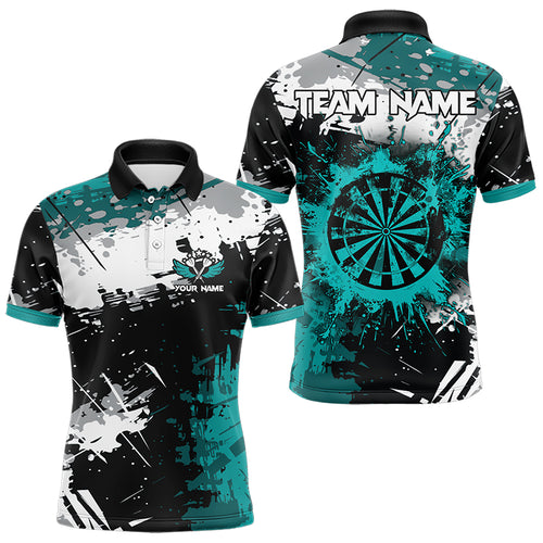 Grunge Turquoise Paint Splash Dart Shirts For Women Custom Darts Team Jersey Polo & 1/4 Zip TDM3509