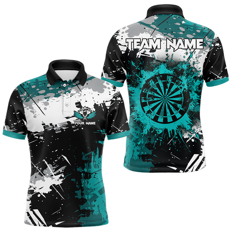 Grunge Turquoise Paint Splash Dart Shirts For Women Custom Darts Team Jersey Polo & 1/4 Zip TDM3509
