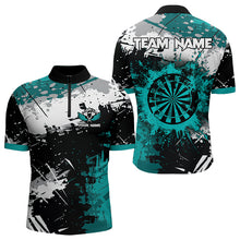 Load image into Gallery viewer, Grunge Turquoise Paint Splash Dart Shirts For Women Custom Darts Team Jersey Polo &amp; 1/4 Zip TDM3509