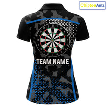 Load image into Gallery viewer, Black And Blue Camo Dart Shirt With Pocket Option For Women Custom Dart Jersey TDM5828