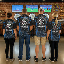Load image into Gallery viewer, Black And Blue Camo Dart Shirt With Pocket Option For Women Custom Dart Jersey TDM5828