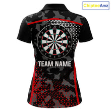 Load image into Gallery viewer, Black And Red Camo Dart Shirt With Pocket Option For Women Custom Dart Jersey TDM5829