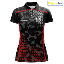 Load image into Gallery viewer, Black And Red Camo Dart Shirt With Pocket Option For Women Custom Dart Jersey TDM5829