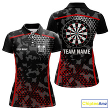 Load image into Gallery viewer, Black And Red Camo Dart Shirt With Pocket Option For Women Custom Dart Jersey TDM5829