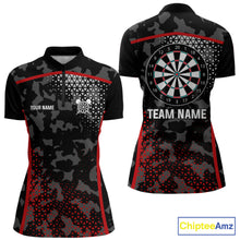 Load image into Gallery viewer, Black And Red Camo Dart Shirt With Pocket Option For Women Custom Dart Jersey TDM5829