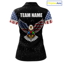 Load image into Gallery viewer, Personalized Grunge US Flag Eagle Darts Shirt For Women, Patriotic Darts Team Jersey Polo &amp; 1/4 Zip TDM5831