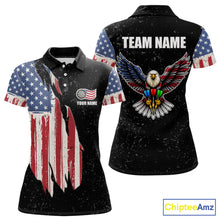 Load image into Gallery viewer, Personalized Grunge US Flag Eagle Darts Shirt For Women, Patriotic Darts Team Jersey Polo &amp; 1/4 Zip TDM5831