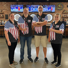 Load image into Gallery viewer, Personalized Grunge US Flag Eagle Darts Shirt For Women, Patriotic Darts Team Jersey Polo &amp; 1/4 Zip TDM5831