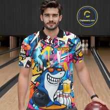 Load image into Gallery viewer, Funny Shark Colorful Graffiti Bowling Shirts For Men, Best Bowling Team Jersey Polo &amp; 1/4 Zip TDM6208