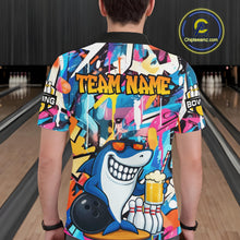 Load image into Gallery viewer, Funny Shark Colorful Graffiti Bowling Shirts For Men, Best Bowling Team Jersey Polo &amp; 1/4 Zip TDM6208