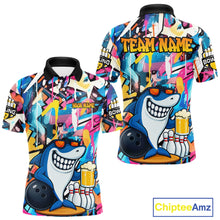 Load image into Gallery viewer, Funny Shark Colorful Graffiti Bowling Shirts For Men, Best Bowling Team Jersey Polo &amp; 1/4 Zip TDM6208