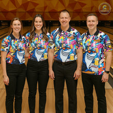 Load image into Gallery viewer, Funny Shark Colorful Graffiti Bowling Shirts For Men, Best Bowling Team Jersey Polo &amp; 1/4 Zip TDM6208