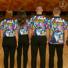 Load image into Gallery viewer, Funny Shark Colorful Graffiti Bowling Shirts For Men, Best Bowling Team Jersey Polo &amp; 1/4 Zip TDM6208