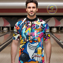 Load image into Gallery viewer, Funny Shark Colorful Graffiti Bowling Shirts For Men, Best Bowling Team Jersey Polo &amp; 1/4 Zip TDM6208