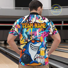 Load image into Gallery viewer, Funny Shark Colorful Graffiti Bowling Shirts For Men, Best Bowling Team Jersey Polo &amp; 1/4 Zip TDM6208