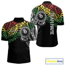 Load image into Gallery viewer, Men’s tribal 8 ball billiard quarter zip shirt designed for tournaments and team matches.